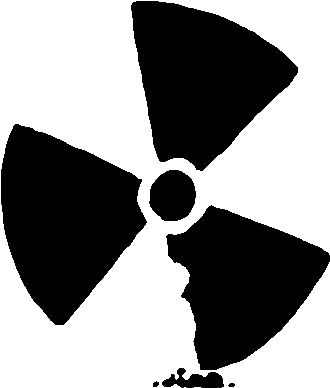 Ein zerfallendes Radioaktivitäts-Symbol.